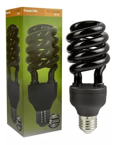 BOMBILLA AHORRADORA ESPIRAL 20W LUZ NEGRA TECNO LITE