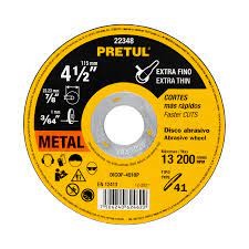 DISCO CORTE METAL EXTRA FINO PRETUL 4 1/2 X 1MM