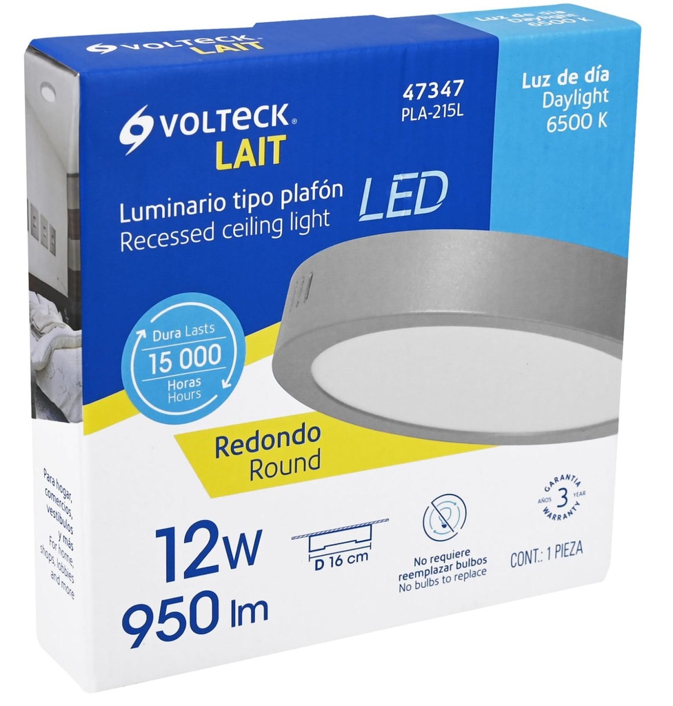 LUMINARIO REDONDO TIPO PLAFON 12W LUZ BLANCA VOLTECK