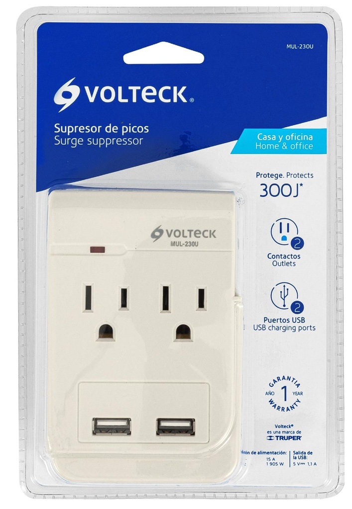 MULTICONTACTO Y 2 PUERTO USB VOLTECK