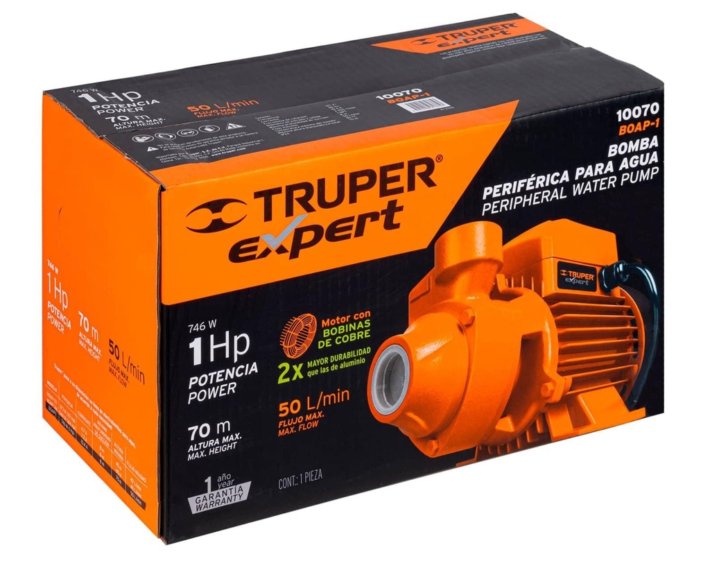 BOMBA DE AGUA PERIFERICA DE 1 HP TRUPER
