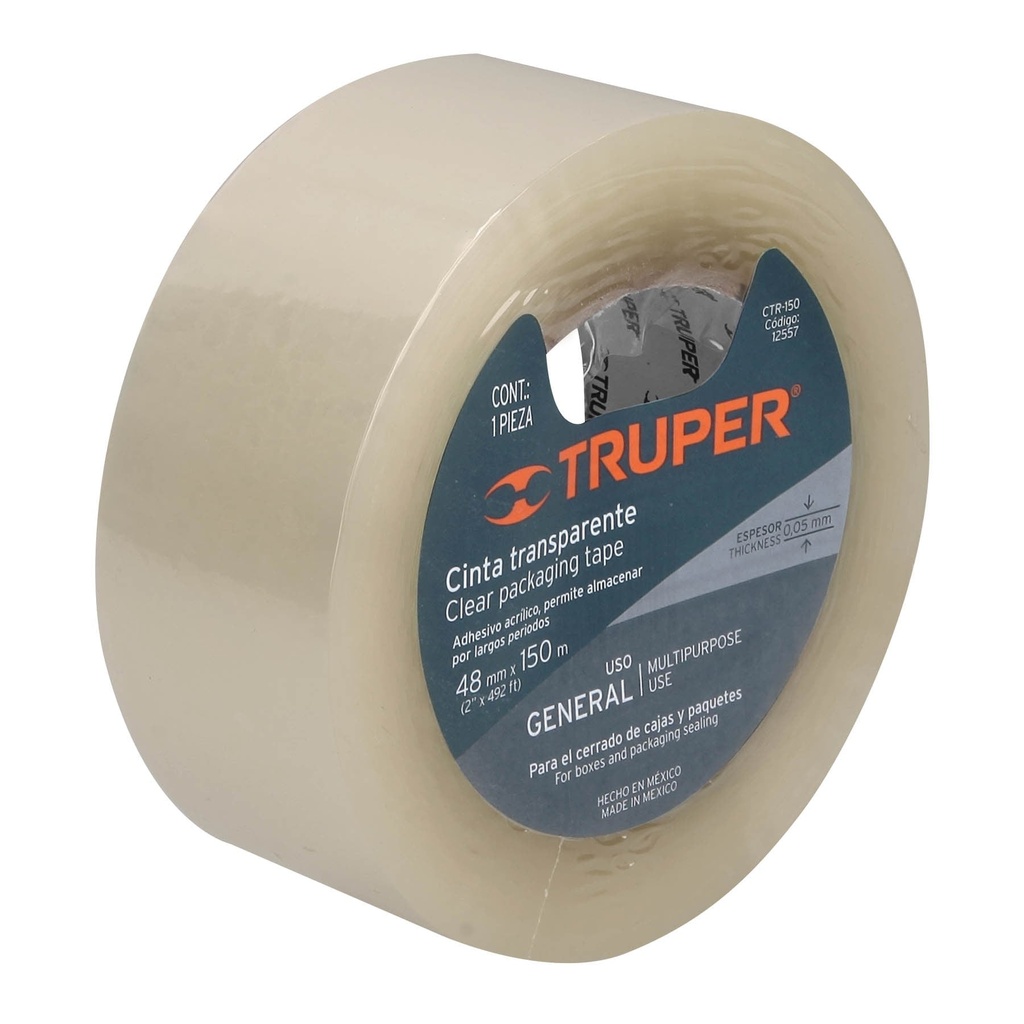 CINTA EMPAQUE TRANSPARENTE 150M TRUPER