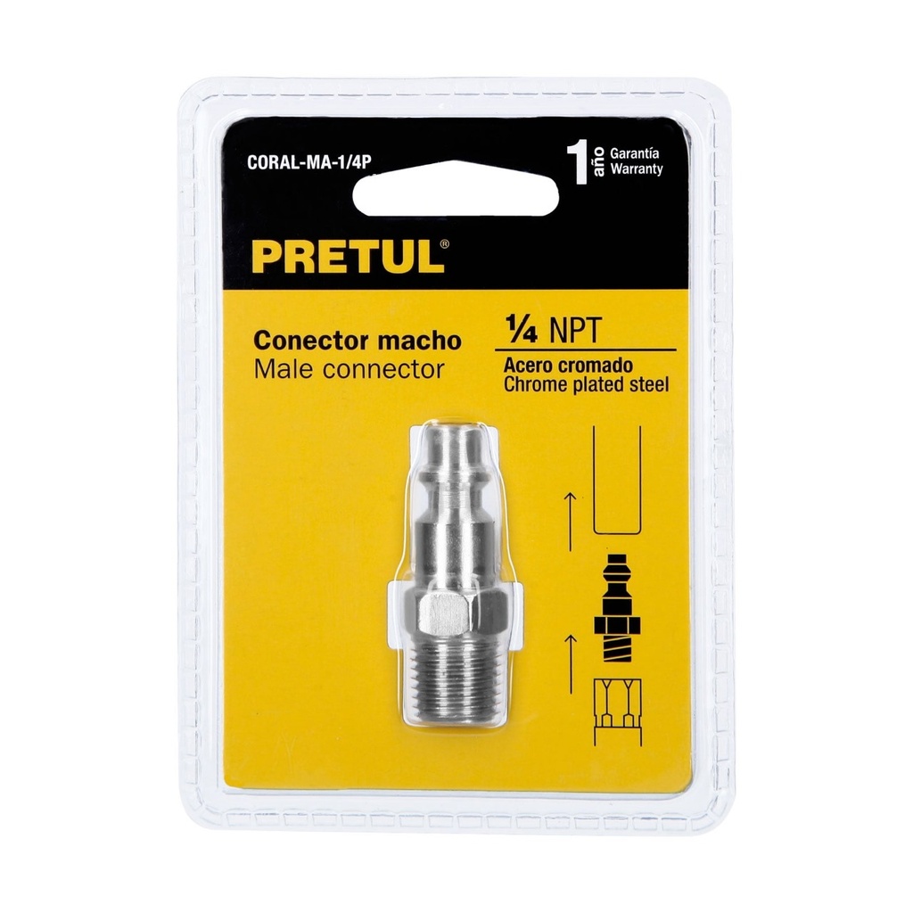 CONECTOR CUERDA 1/4 MACHO PRETUL