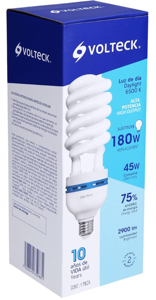 FOCO ESPIRAL 45W ALTA POTENCIA VOLTECK