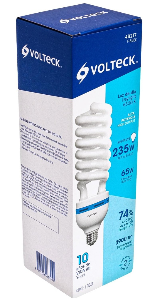 FOCO ESPIRAL 65W ALTA POTENCIA VOLTECK