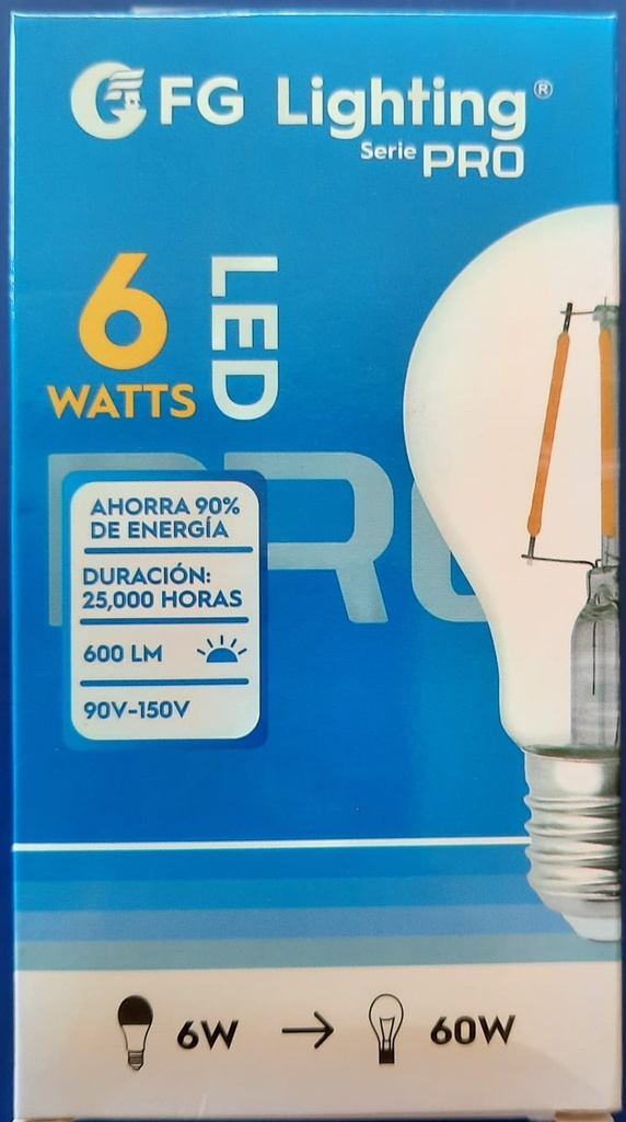 FOCO LED CLEAR A60 DE 6W 6500K FG LIGHTING