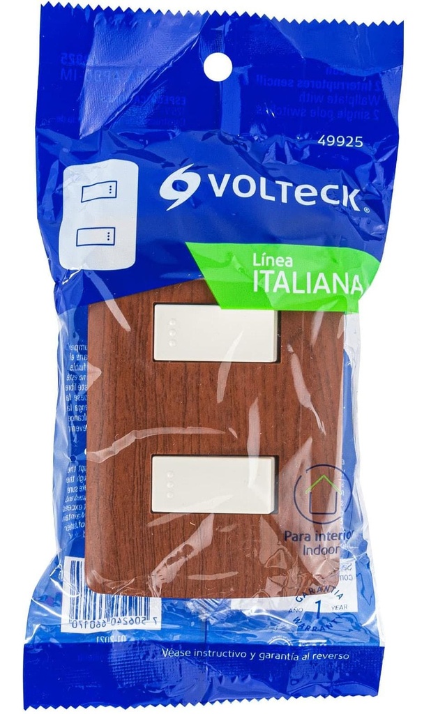 INTERRUPTOR DOBLE 10A 120V ITALIANA MADERA VOLTECK