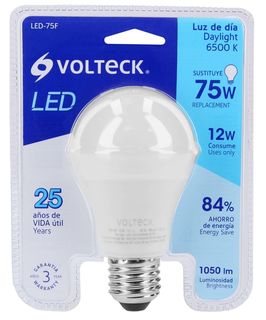 LAMPARA LED A19 12W E27 VOLTECK