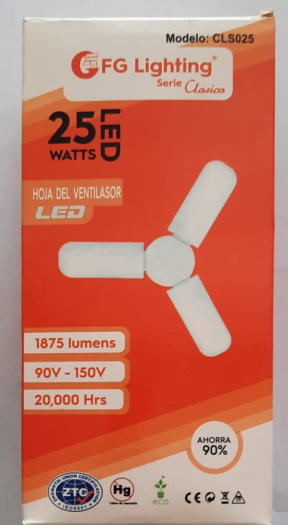 LAMPARA LED TIPO VENTILADOR DE 3 ASPAS 25W FG LIGHTING