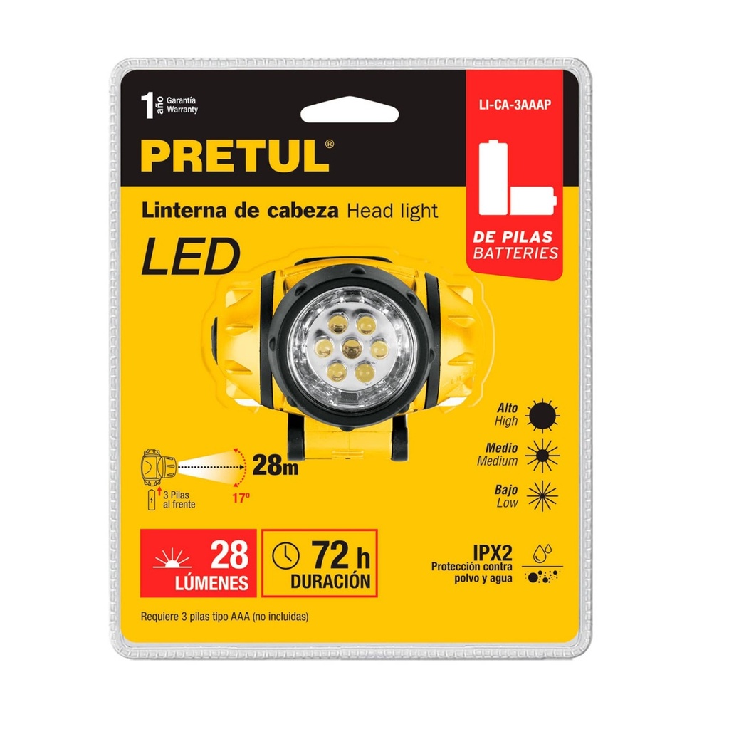 LINTERNA LED PARA CABEZA PRETUL