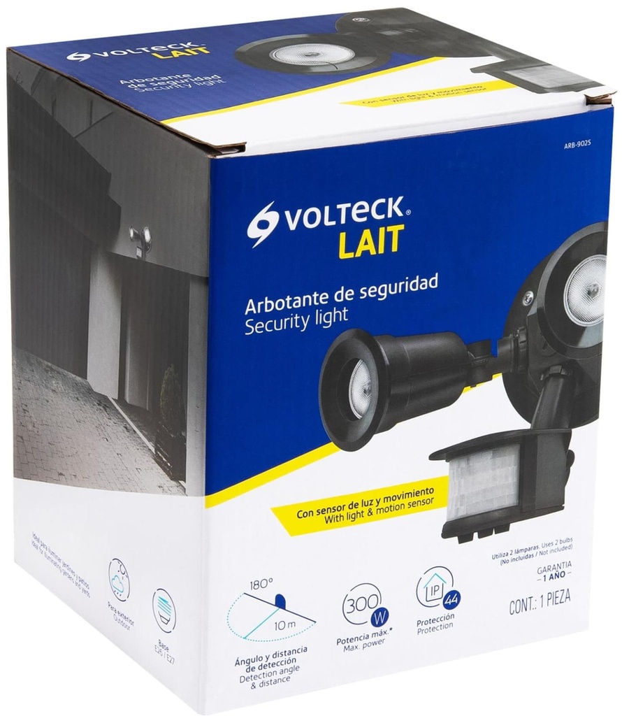 LUMINARIO P/INTEMPERIE 300W SENSOR DE MOV NEGRO VOLTECK