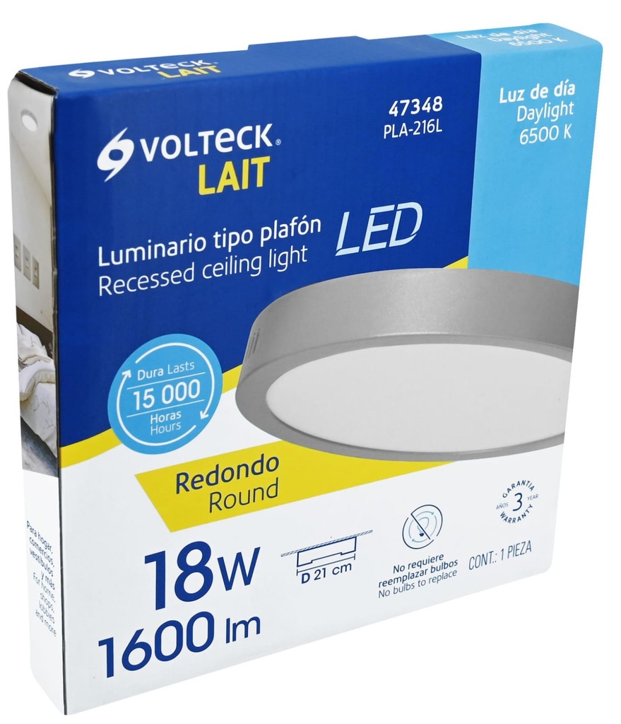 LUMINARIO REDONDO TIPO PLAFON 18W LUZ BLANCA VOLTECK
