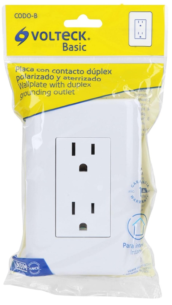 PLACA CON CONTACTO DUPLEX POLARIZADA VOLTECK