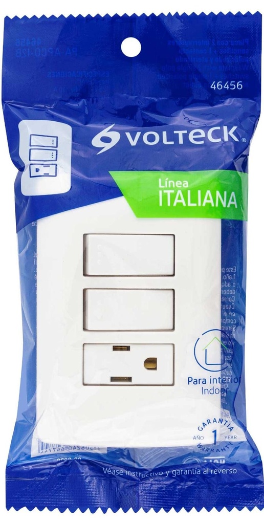 PLACAS DE 1 TOMA Y 2 INTERRUPTOR VOLTECK