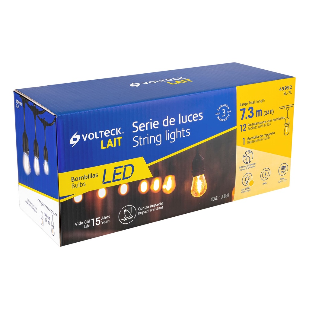 SERIE DE 7.3M PARA 12 LUCES VOLTECK