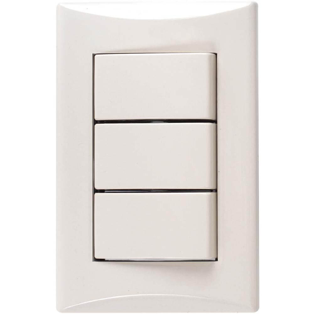 SWITCH TRIPLE 13A 125V MARFIL PLATA EAGLE