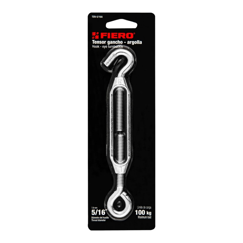 TENSOR ZINC,5/16 GANCHO ARGOLLA FIERO
