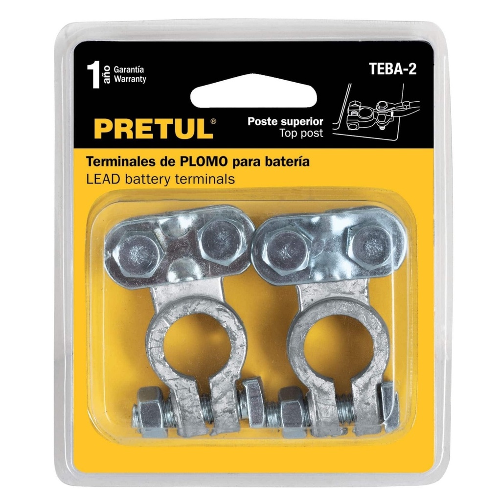 TERMINAL PLOMO P/BATERIA SUPERIOR 2 PZS PRETUL