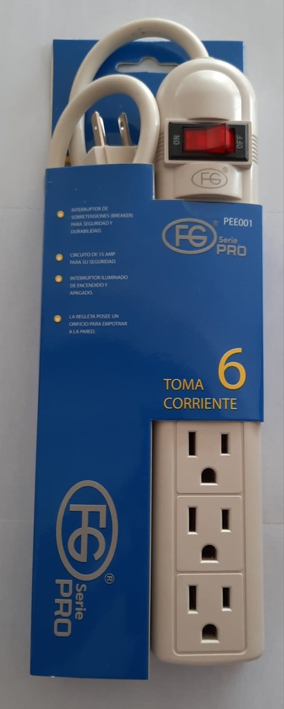 REGLETA DE 6 TOMA PRO FG LIGHTING