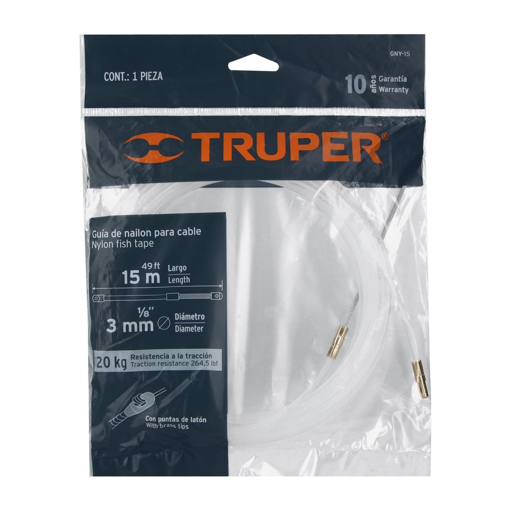 GUIA DE NYLON DE 15M PARA CABLE, TRUPER