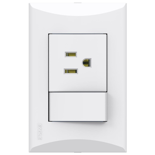 [1006-W] ARMADURA 15A CON SWITCH 15A BLANCO PLATA EAGLE