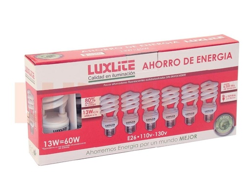 [BOM0079] BOMBILLA AHORRADORA MINI ESPIRAL 13W (6PACK) LUXLITE