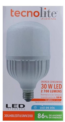 [30LHBLEDT65MV200] BOMBILLA LED ALTA POTENCIA 30W 110-220V TECNO LITE