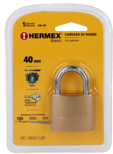 [23520] CANDADO DE HIERRO EN BLISTER 40MM PRETUL