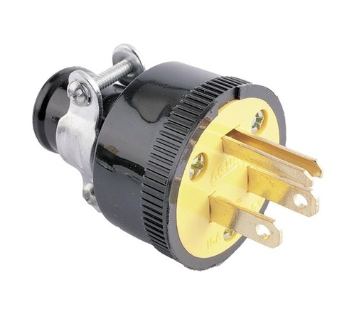 [1709BK] ESPIGA DE HULE POLARIZADA 15A 125V C/ABRA EAGLE