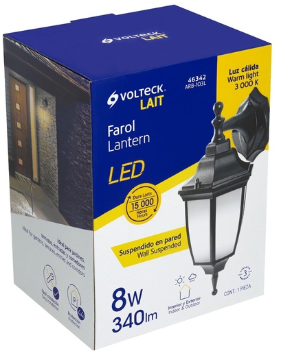 [46342] FAROL SUSPENDIDO ALUMINIO DE LED NEGRO VOLTECK