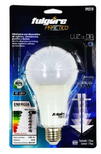 [FP0218] FOCO LED 18W LUZ DIA BASE E27 A19 FULGORE