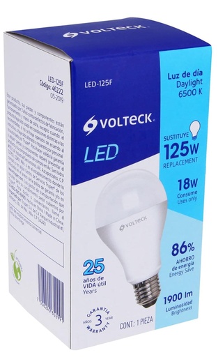 [46222] FOCO LED LUZ DIA A19 DE 18W VOLTECK
