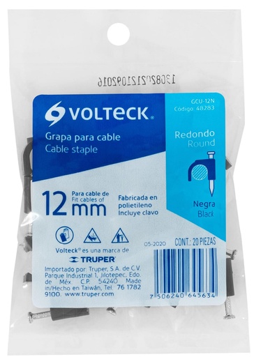 [48283] GRAPA CURVA PARA CABLE DE 12MM NEGRA VOLTECK