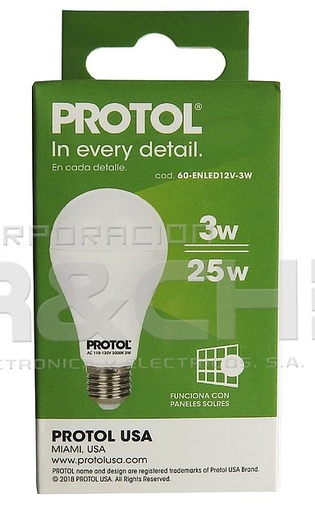 [60-ENLED12V-3W] LAMPARA DE 12V 3W PROTOL