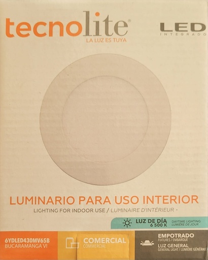 [12YDLED430MV65B] LAMPARA LED OJO DE BUEY 12W LUZ BLANCO TECNO LITE