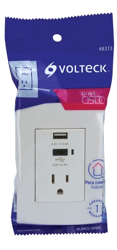 [48313] PLACA TOMA Y 2 PUERTOS USB VOLTECK