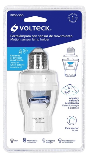 [46274] PORTALAMPARA CON SENSOR DE MOVIMIENTO 36 VOLTECK