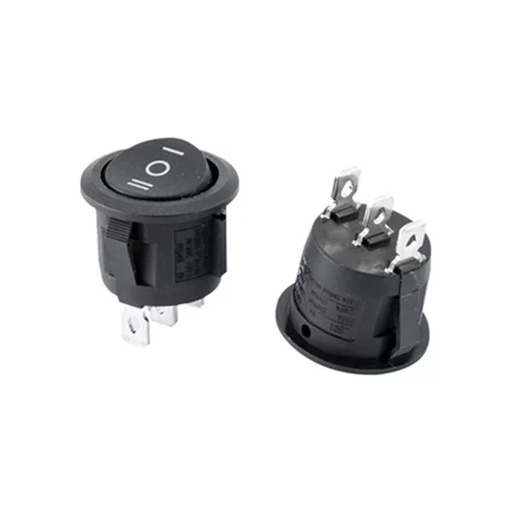 [7009] SWITCH ON OFF SPST, NEGRO REDONDO 10A