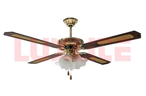 [VEN0008] VENTILADOR DECORATIVO 52 DORADO CON LAMPARA LUXLITE