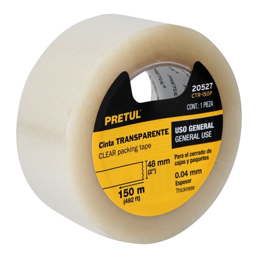 [20527] CINTA EMPAQUE TRANSPARENTE 150M PRETUL