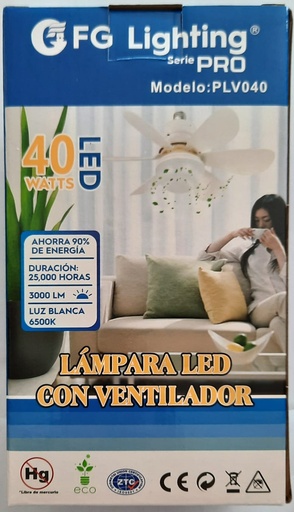 [PLV040] LAMPARA DE TECHO 40W C/VENTILADOR FG LIGHTING